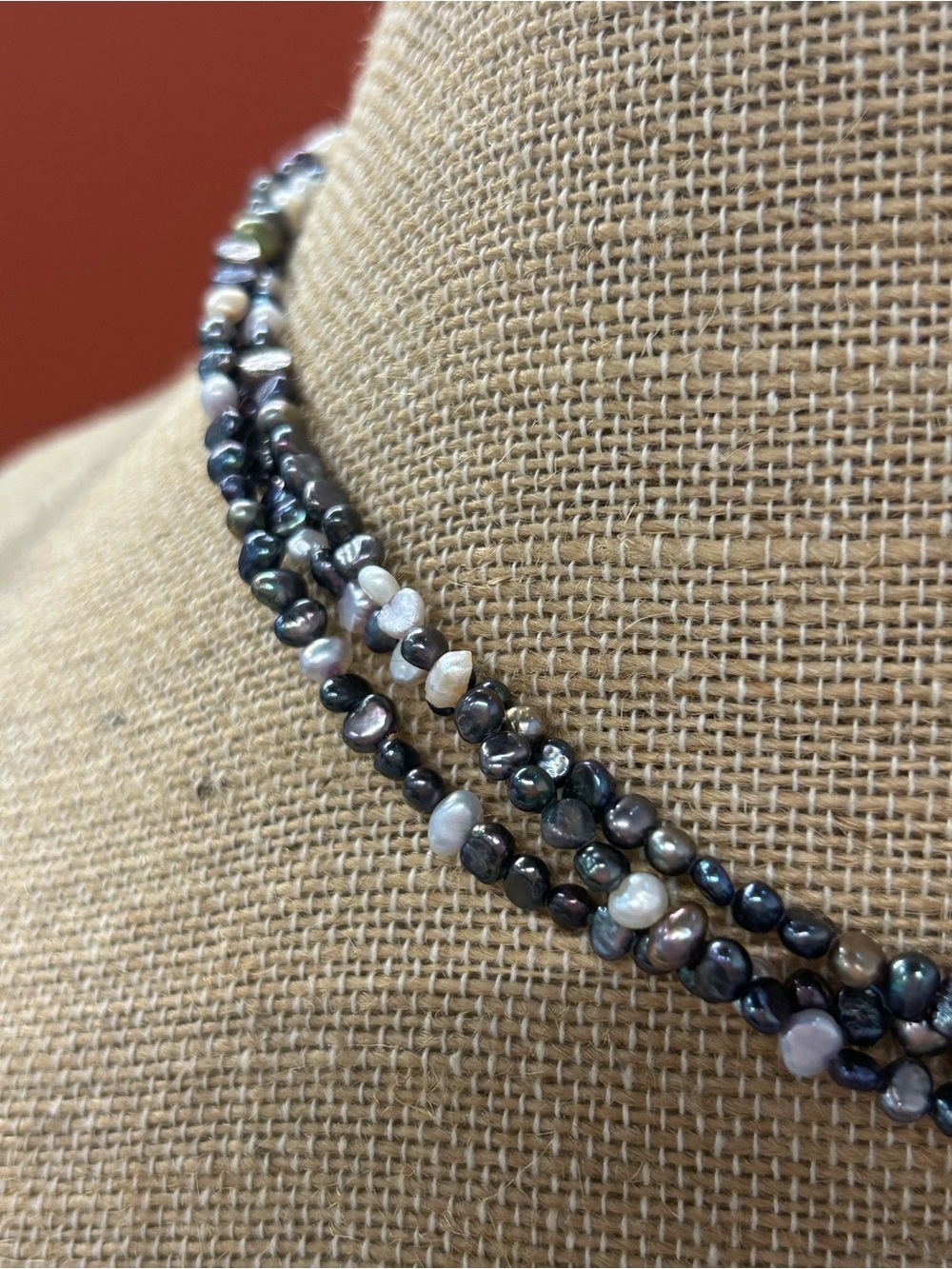 Beautiful Sterling Silver Gray Freshwater Pearl choker Necklace - Picture 2 of 7